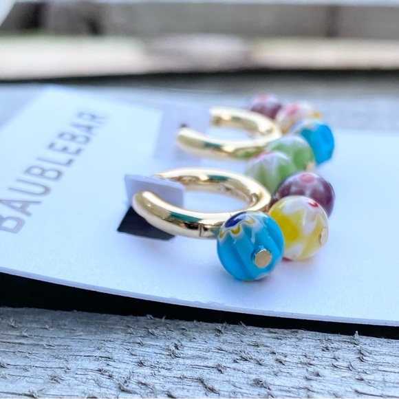 NWT BAUBLEBAR MULTICOLOR BEADED HUGGIE EARRINGS - Picture 9 of 10